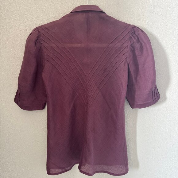 Vintage Emanuelle Kahn’s Purple Linen Blouse with Open Work - size 38 - Picture 3 of 4